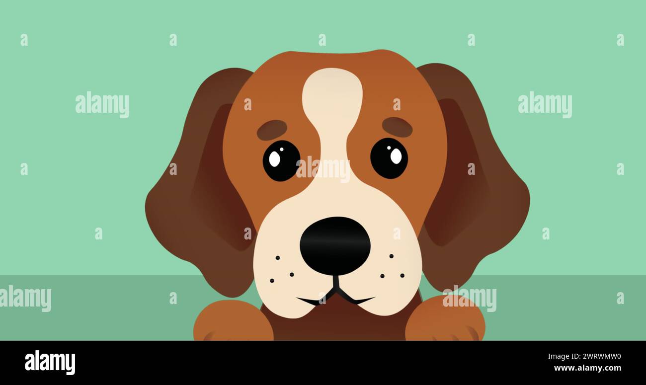 Image of brown dog icon on green black background Stock Photo