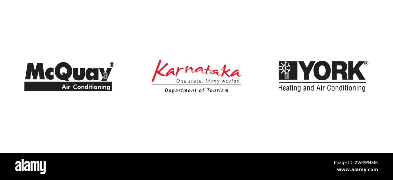 McQuay, Karnataka Tourism, York. Vector brand logo collection. Stock Vector