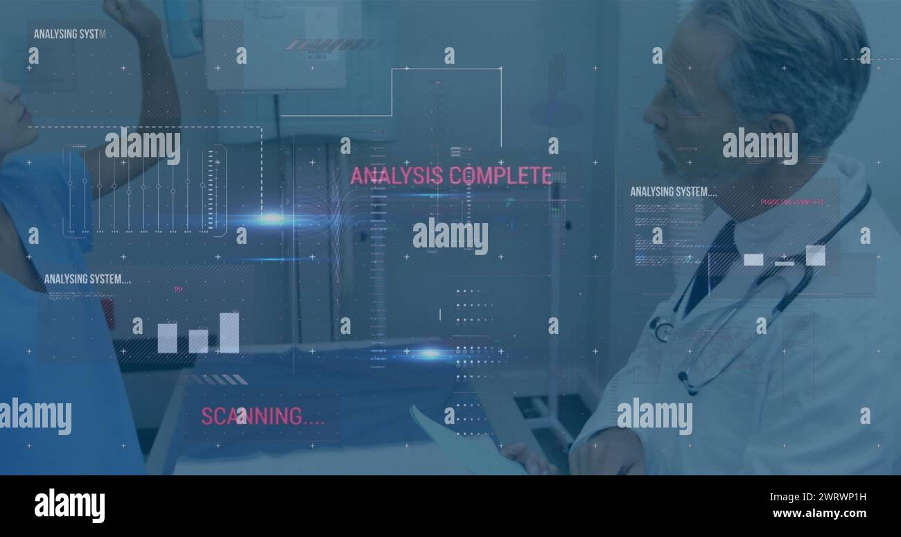 Data Raps Doctor Image of data processing over diverse doctors at hospital Stock Photo ...