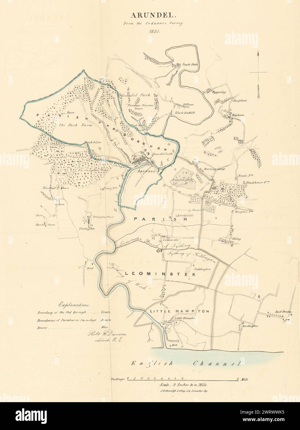 ARUNDEL & LITTLEHAMPTON borough/town plan. REFORM ACT. Sussex. DAWSON 1832 map Stock Photo