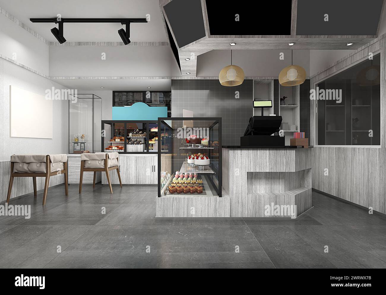 3d render coffee shop restaurant Stock Photo