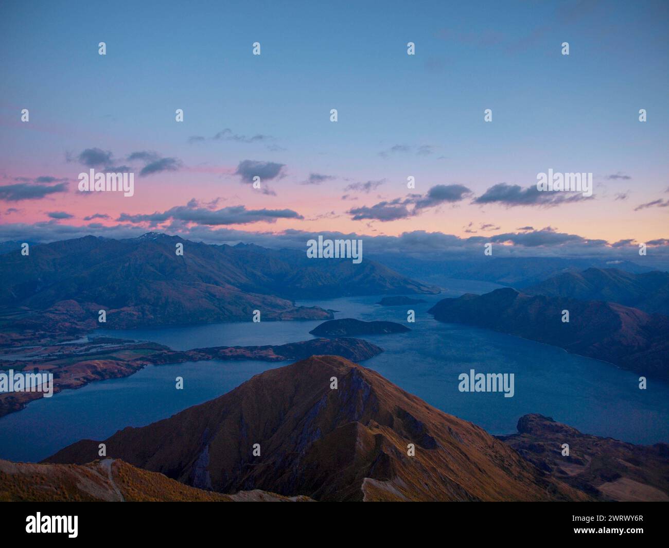 Sunrise on Roys peak, Wanaka - New Zealand Stock Photo