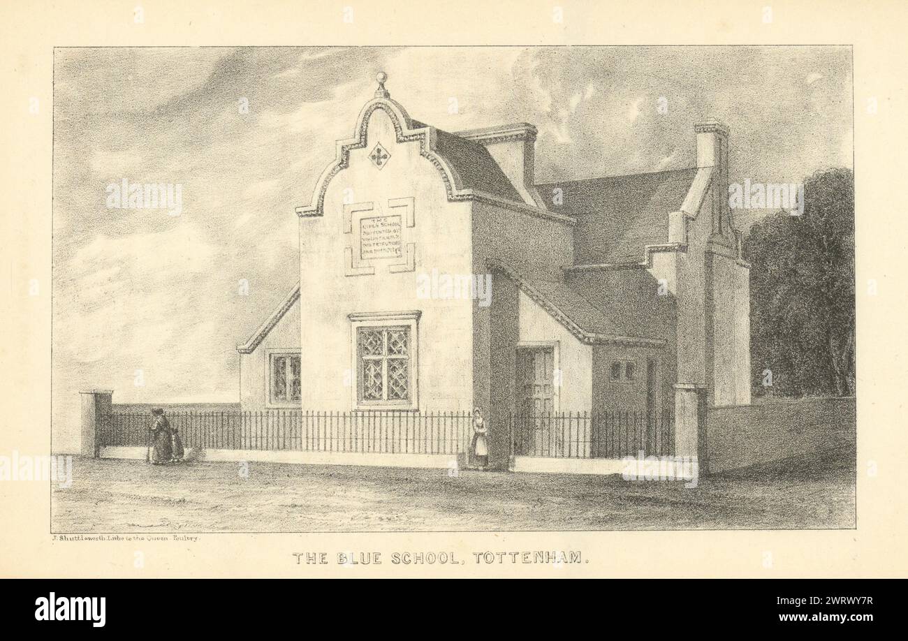 The Bluecoats School, Tottenham. Now the Bluecoats pub, 614 High Road 1840 Stock Photo