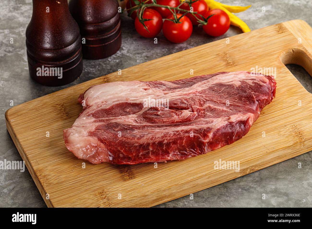 Raw beef chuck roll steak for grill Stock Photo Alamy