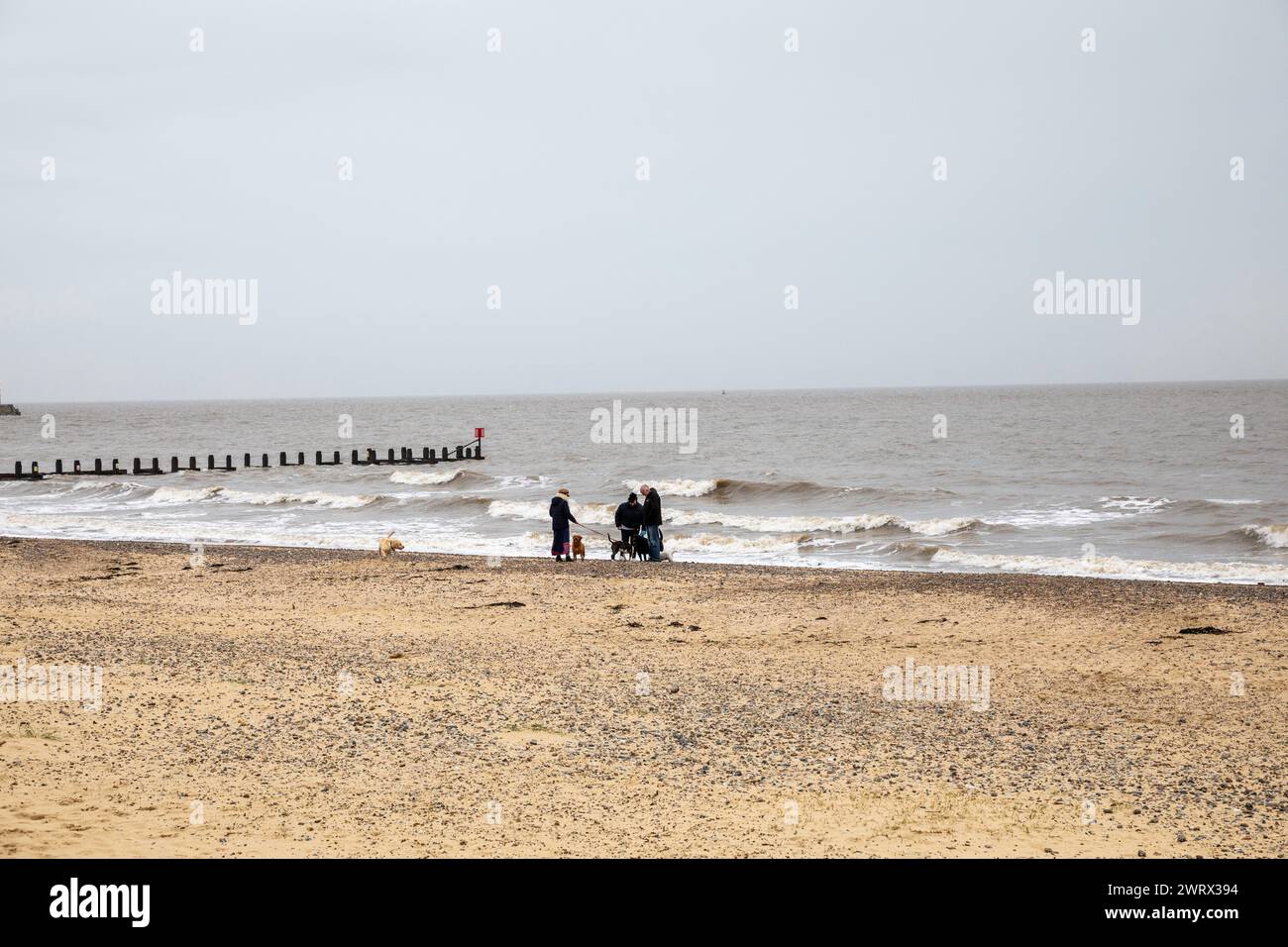Lowestoft, Suffolk, 14th March 2024, The sky continued to be Grey, Dismal with winds from the South West, it was 11C in Lowestoft, Suffolk, the forecast is for more wind for the next few days. Credit: Keith Larby/Alamy Live News Stock Photo
