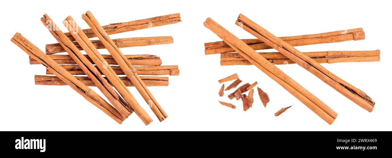 Cinnamon sticks isolated on white background with full depth of field ...