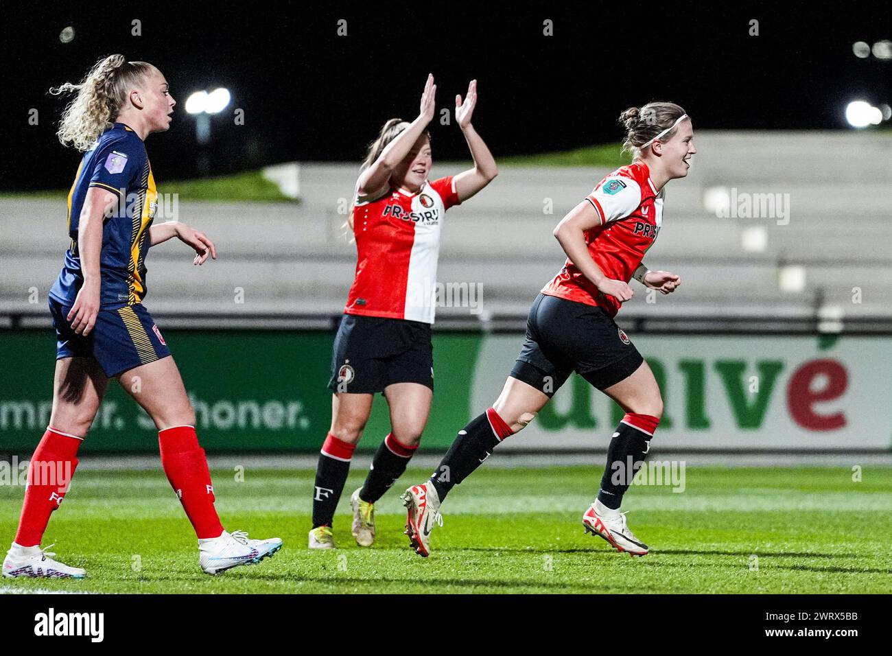 Rotterdam, Netherlands. 14th Mar, 2024. Rotterdam - Sanne Koopman of Feyenoord V1 celebrates the 1-0 during the match between Feyenoord V1 v FC Twente V1 at Nieuw Varkenoord on 14 March 2024 in Rotterdam, Netherlands. Credit: box to box pictures/Alamy Live News Stock Photo