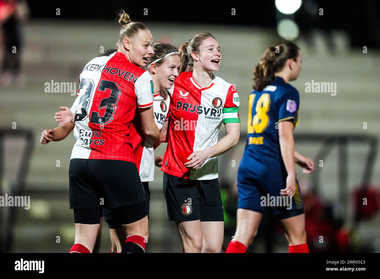 Rotterdam, Netherlands. 14th Mar, 2024. Rotterdam - Sanne Koopman of Feyenoord V1 celebrates the 1-0 during the match between Feyenoord V1 v FC Twente V1 at Nieuw Varkenoord on 14 March 2024 in Rotterdam, Netherlands. Credit: box to box pictures/Alamy Live News Stock Photo