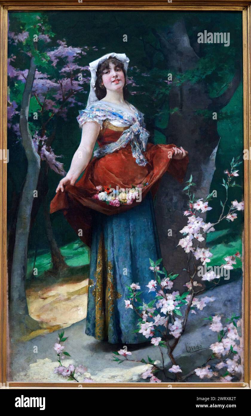 José Casado del Alisal, (Villada, Palencia, 1832 - Madrid, 1886), Girl in the forest (Roman ciocciara), c. 1875, Fine Arts Museum, Museo Bellas Artes, Stock Photo