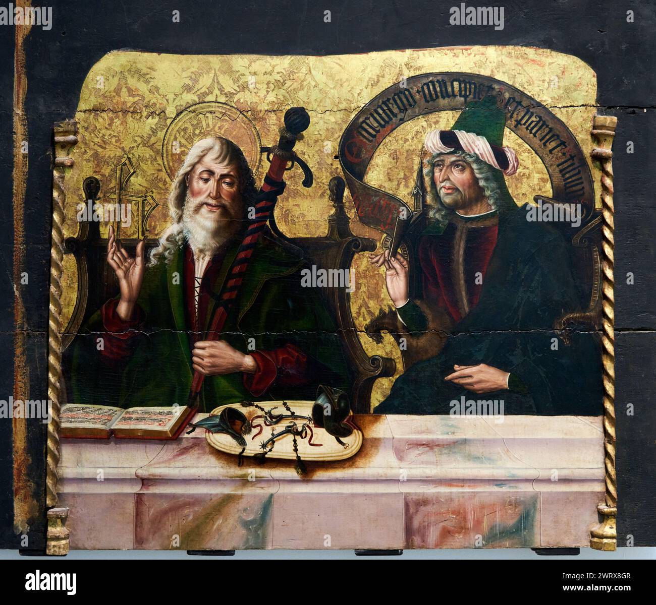 Maestro de Palanquinos, ¿ Pedro de Mayorga ?, active in León, c. 1470 - 1500, Saint Paul and Isaiah (table from the predella of the Santa Marina Altar Stock Photo