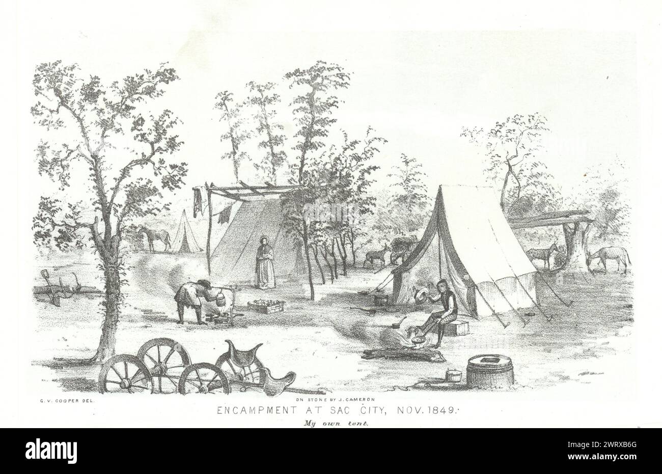 'Encampment at [Sacremento] City, Nov. 1849', California. G. Cooper