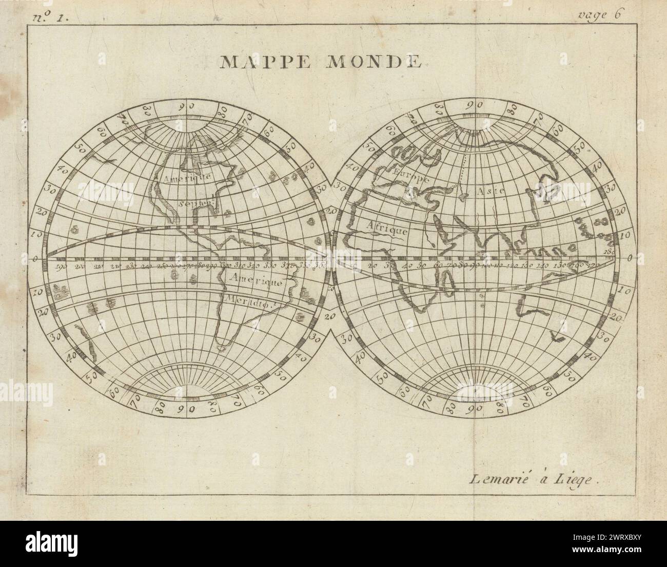 Mappe Monde. World in twin hemispheres. BUFFIER c1818 old antique chart ...