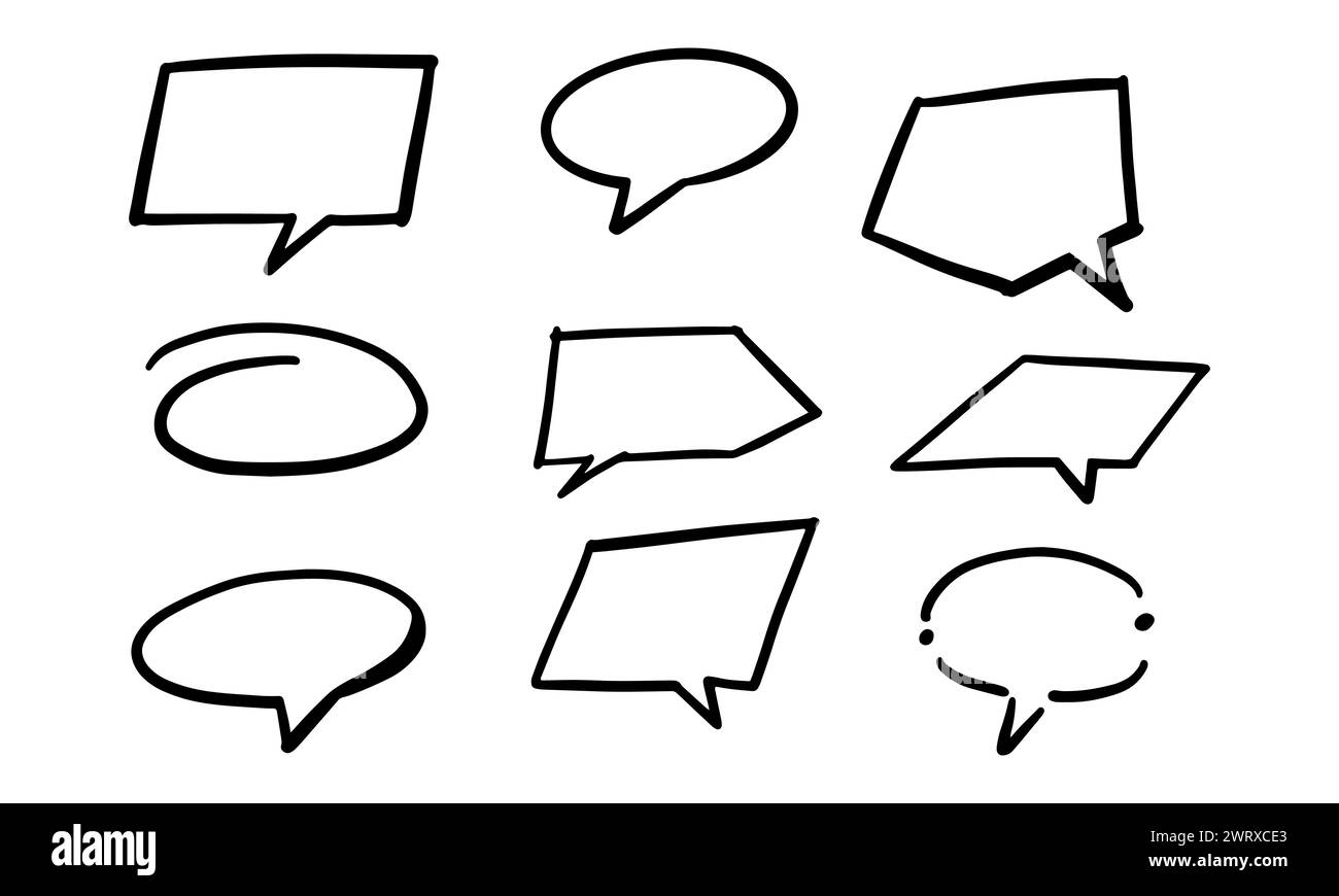 Set of different hand drawn, vector speech bubbles Stock Vector Image ...