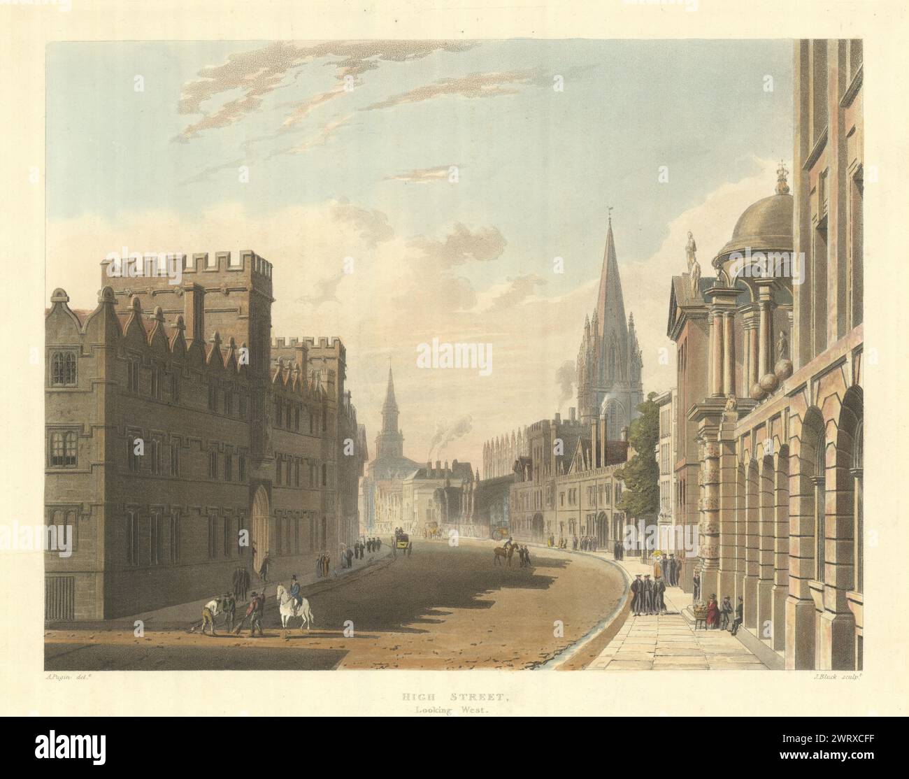 Vintage view of oxford university hi-res stock photography