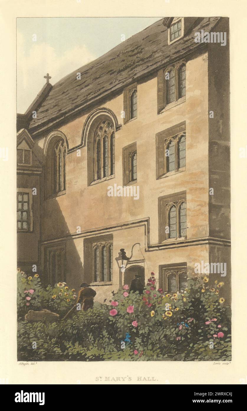 St. Mary's Hall [now Oriel College]. Ackermann's Oxford University 1814 print Stock Photo