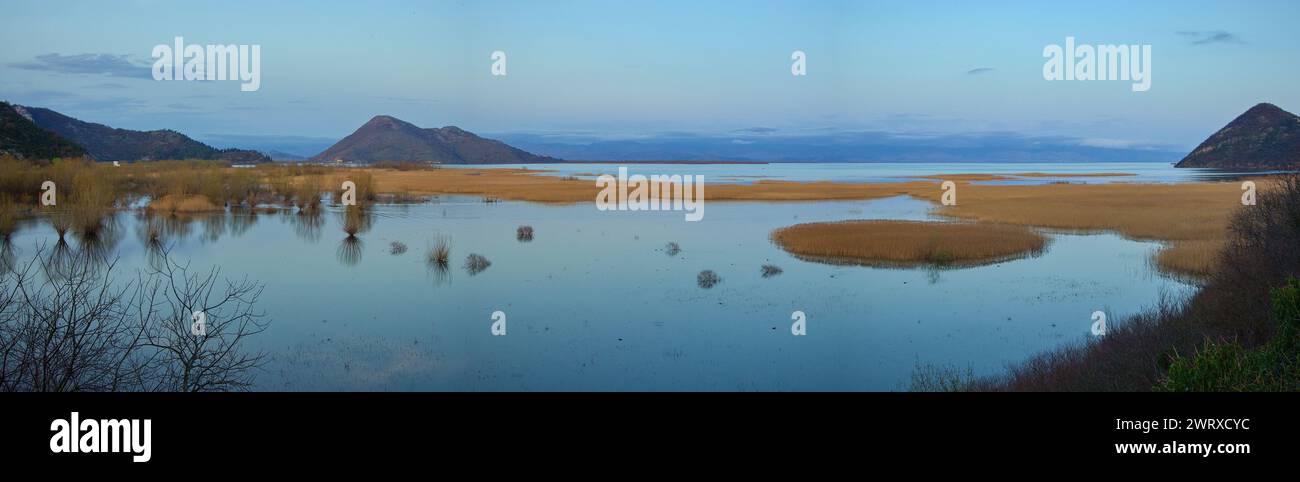 Lake Skadar, Lake Scutari, Lake Shkodër and Lake Shkodra in Montenegro and Albania border, Balkan peninsula Stock Photo