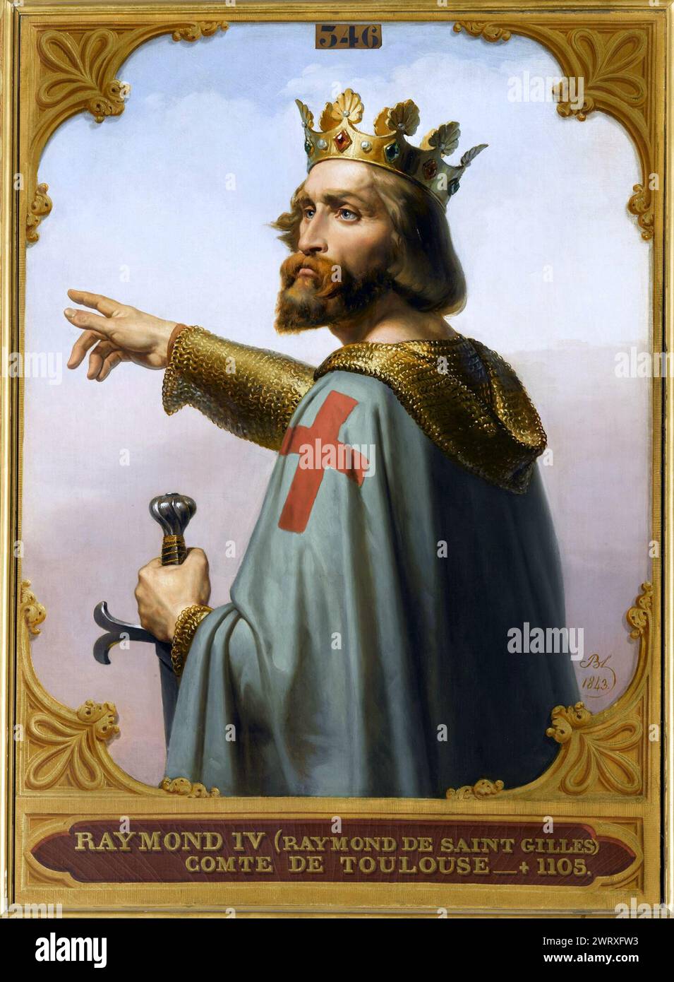 Raymond of Saint-Gilles (1041 – 1105), Raymond IV of Toulouse or Raymond I of Tripoli, count of Toulouse, duke of Narbonne, and one of the leaders of the First Crusade from 1096 to 1099. 19th-century depiction of Raymond IV, Count of Toulouse by Merry-Joseph Blondel. Stock Photo