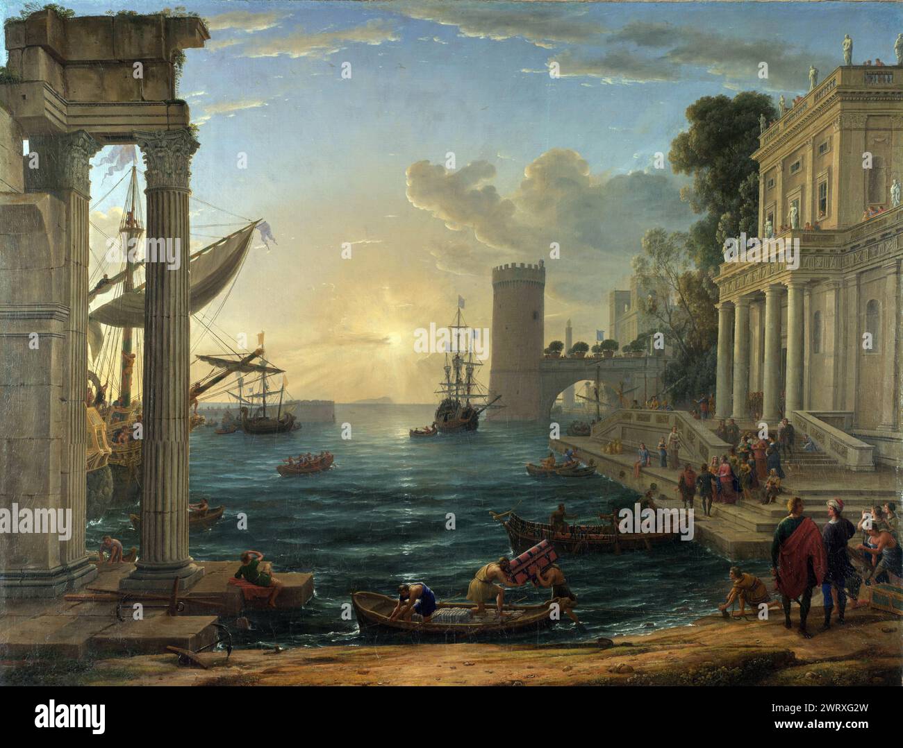 The Embarkation of the Queen of Sheba (1648), Painting by Claude Lorrain Stock Photo