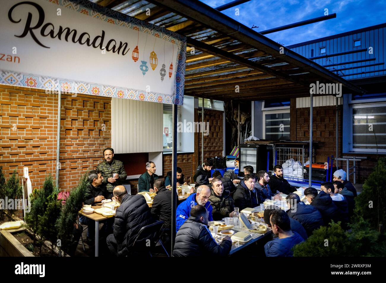 AMSTERDAM Visitors to the Mevlana Mosque during an iftar, the meal