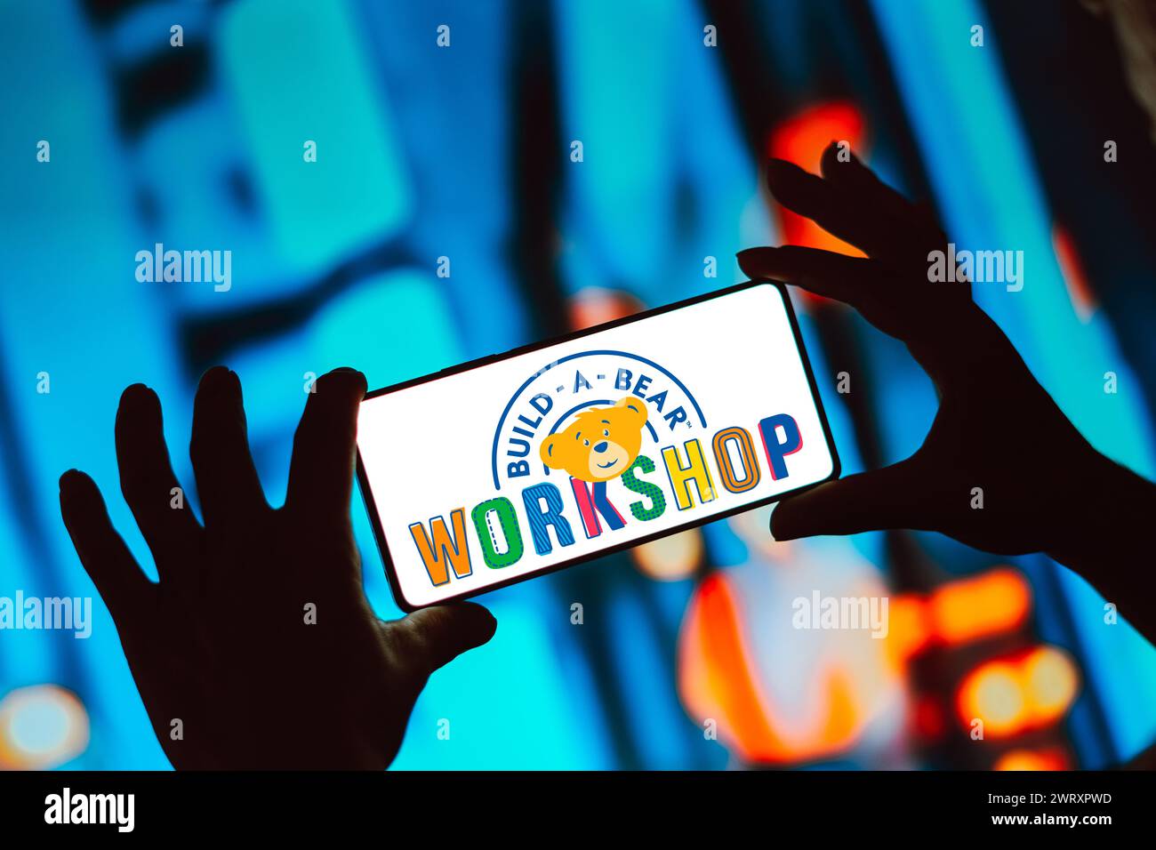 In this photo illustration, the Build-A-Bear Workshop, Inc. logo is displayed on a smartphone screen. Stock Photo