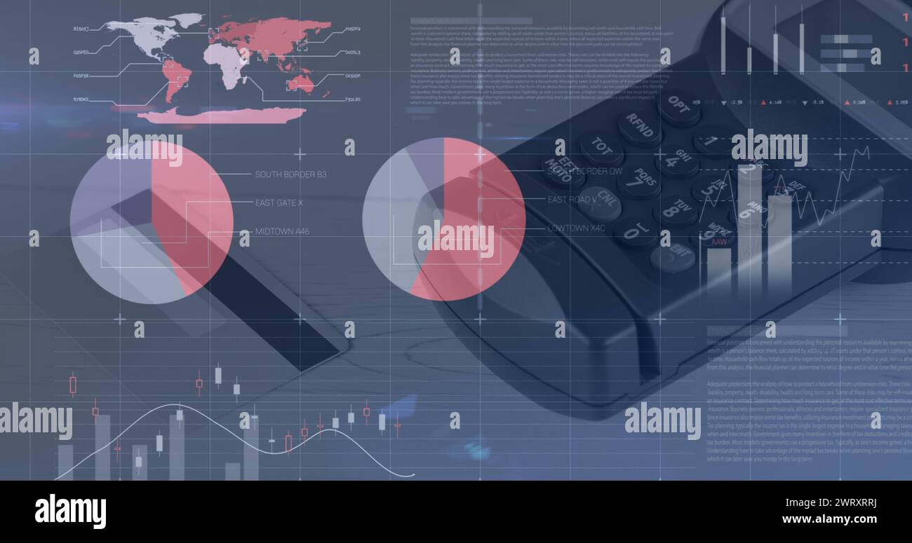 Image of statistics and data processing over payment terminal Stock ...