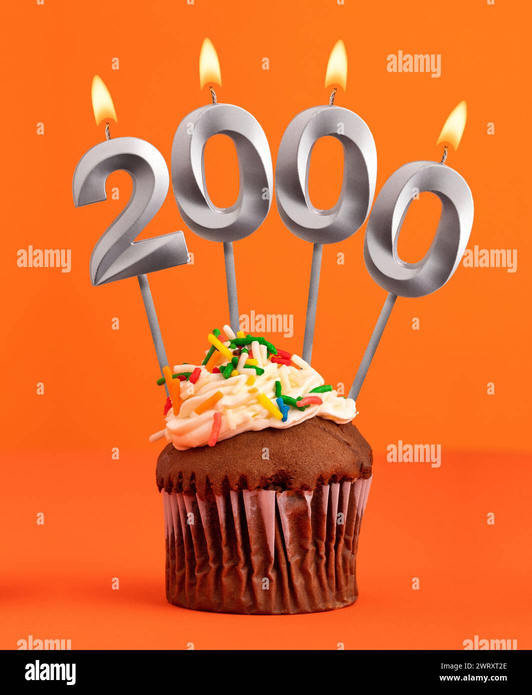 Candle number 2000 - Number of followers or likes Stock Photo - Alamy