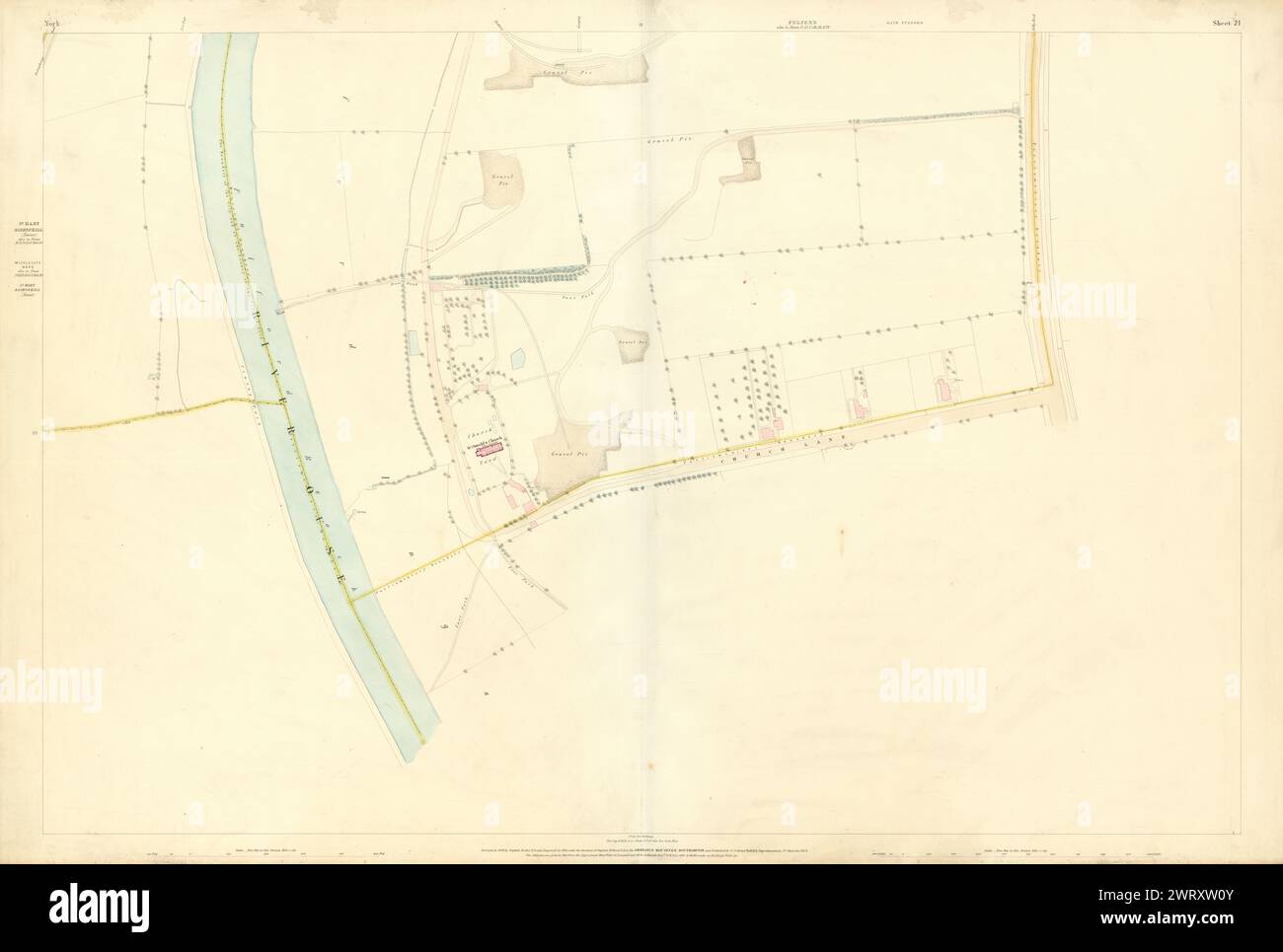 City of York #21 Fulford Middlethorpe Nun Ings Broadway. OS 1852 old map Stock Photo