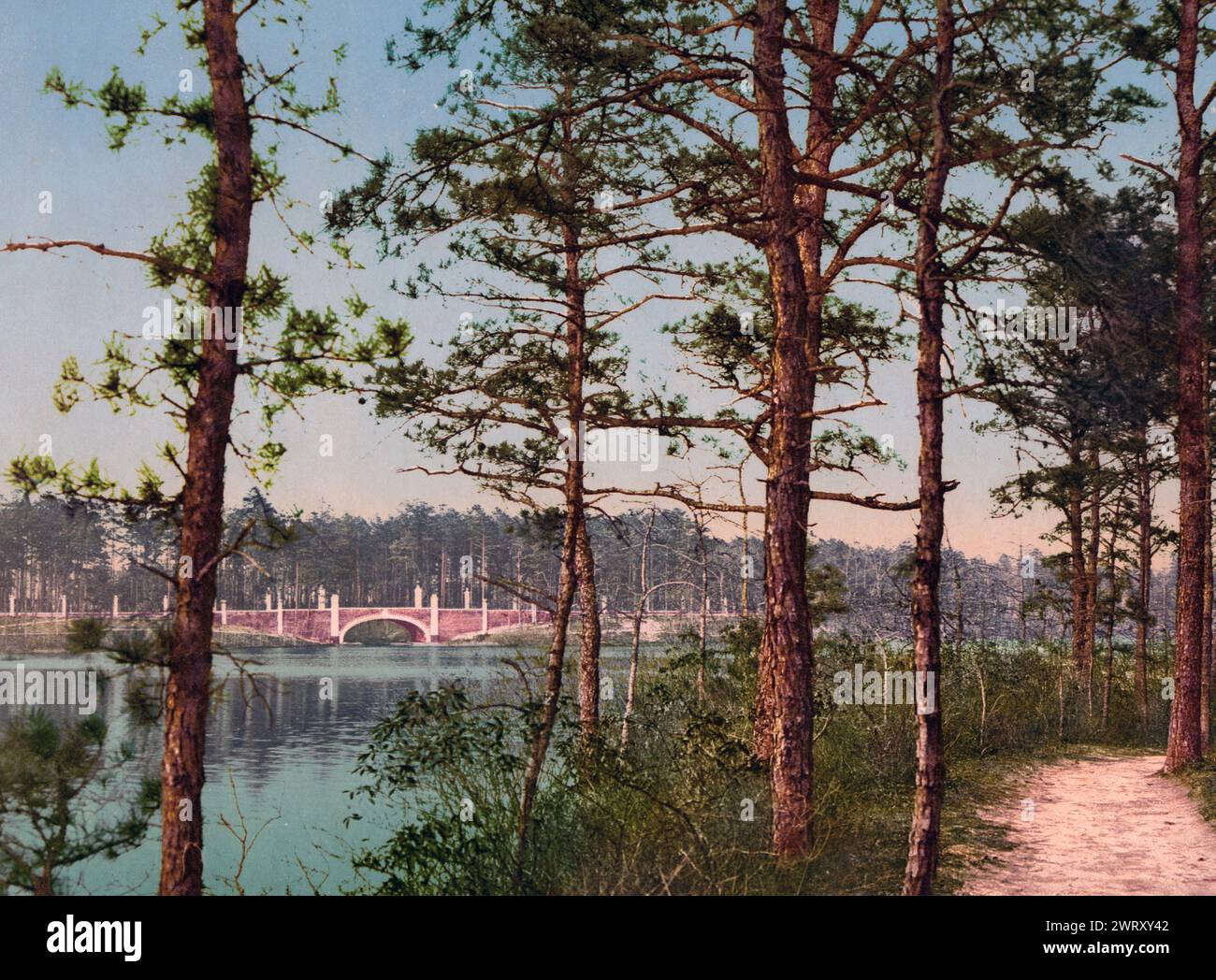 The lake at Georgian Court, Lakewood, NJ, circa 1901 Stock Photo