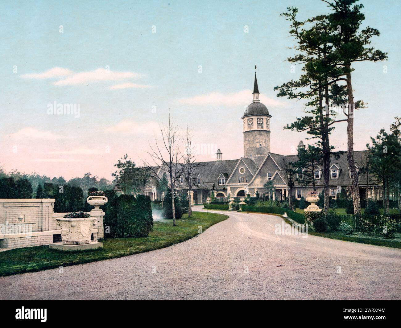 The stables at Georgian Court, Lakewood, NJ, circa 1901 Stock Photo