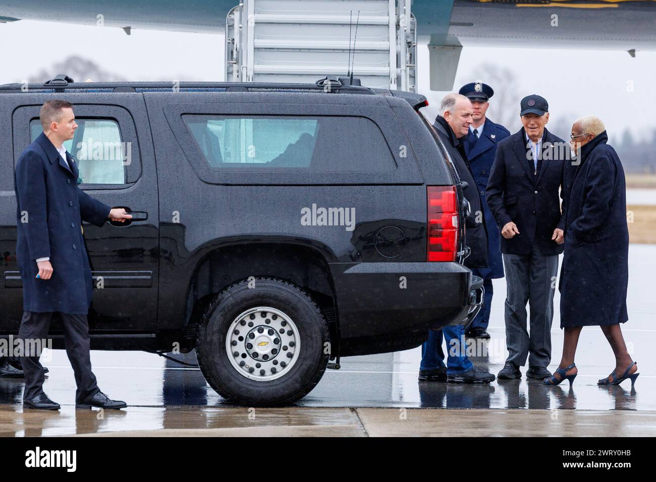 Saginaw usa 14th mar 2024 president joe biden arrives in saginaw