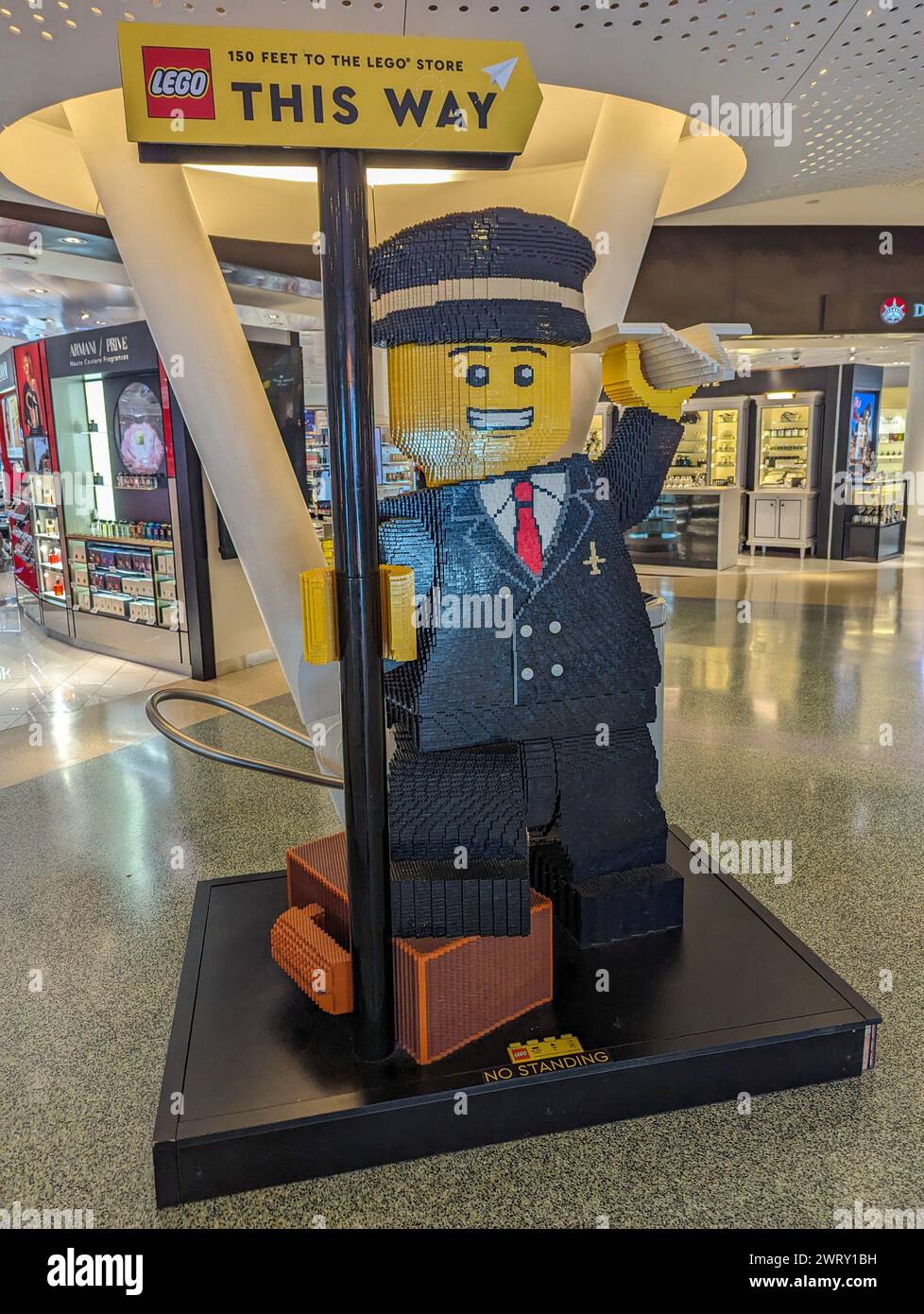 New York NY Febraury 19 2024 Lego statue advertising store in JFK airport Stock Photo Alamy
