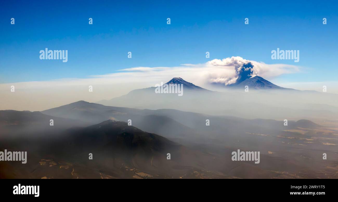 Mexico volcano Popocatepetl with fumarole Stock Photo