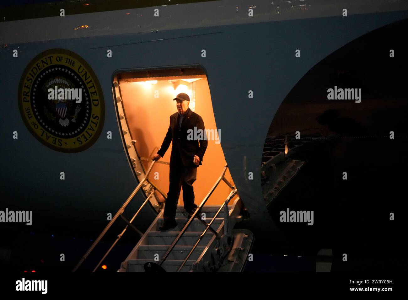 President Joe Biden returns to Andrews Air Force Base, Md., Thursday March, 14, 2024, after