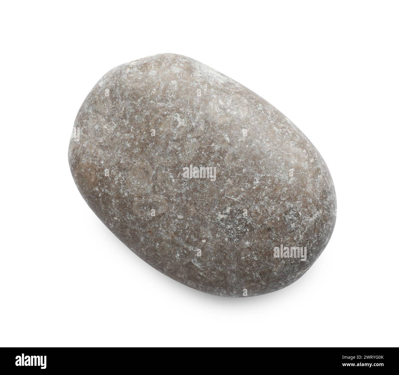 One grey stone isolated on white, top view Stock Photo