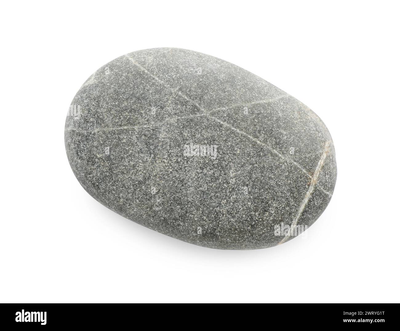 One grey stone isolated on white, top view Stock Photo