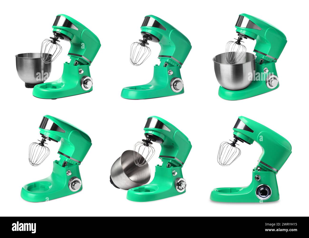 Green stand mixers isolated on white, set Stock Photo Alamy