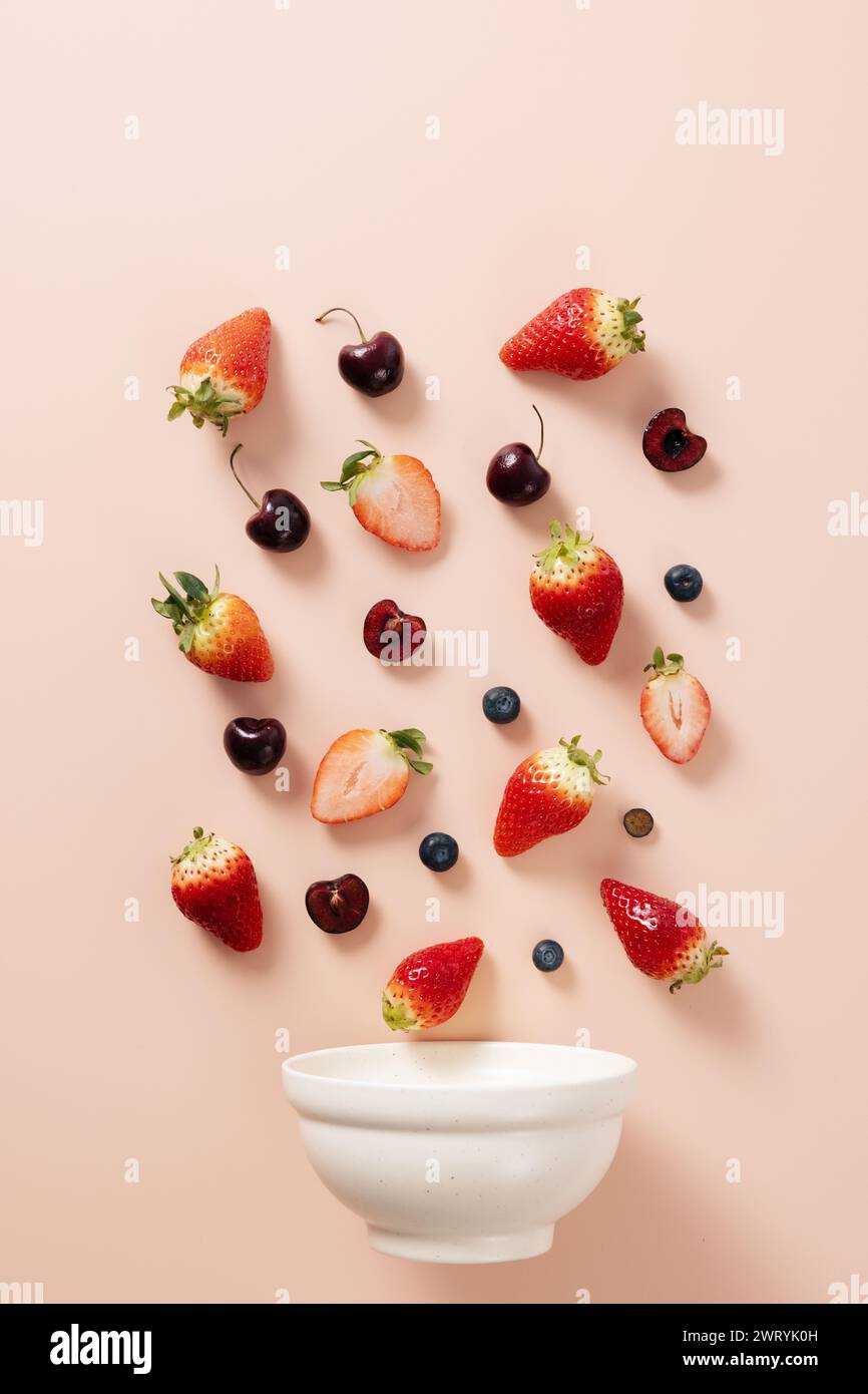regular berries and bowls Stock Photo