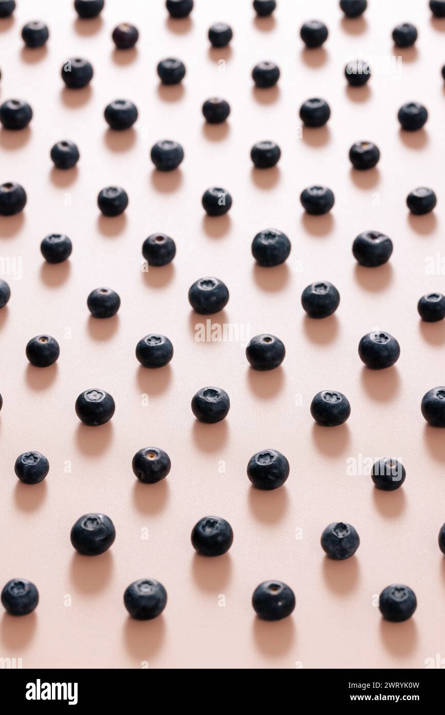 an oblique arrangement of blueberries Stock Photo