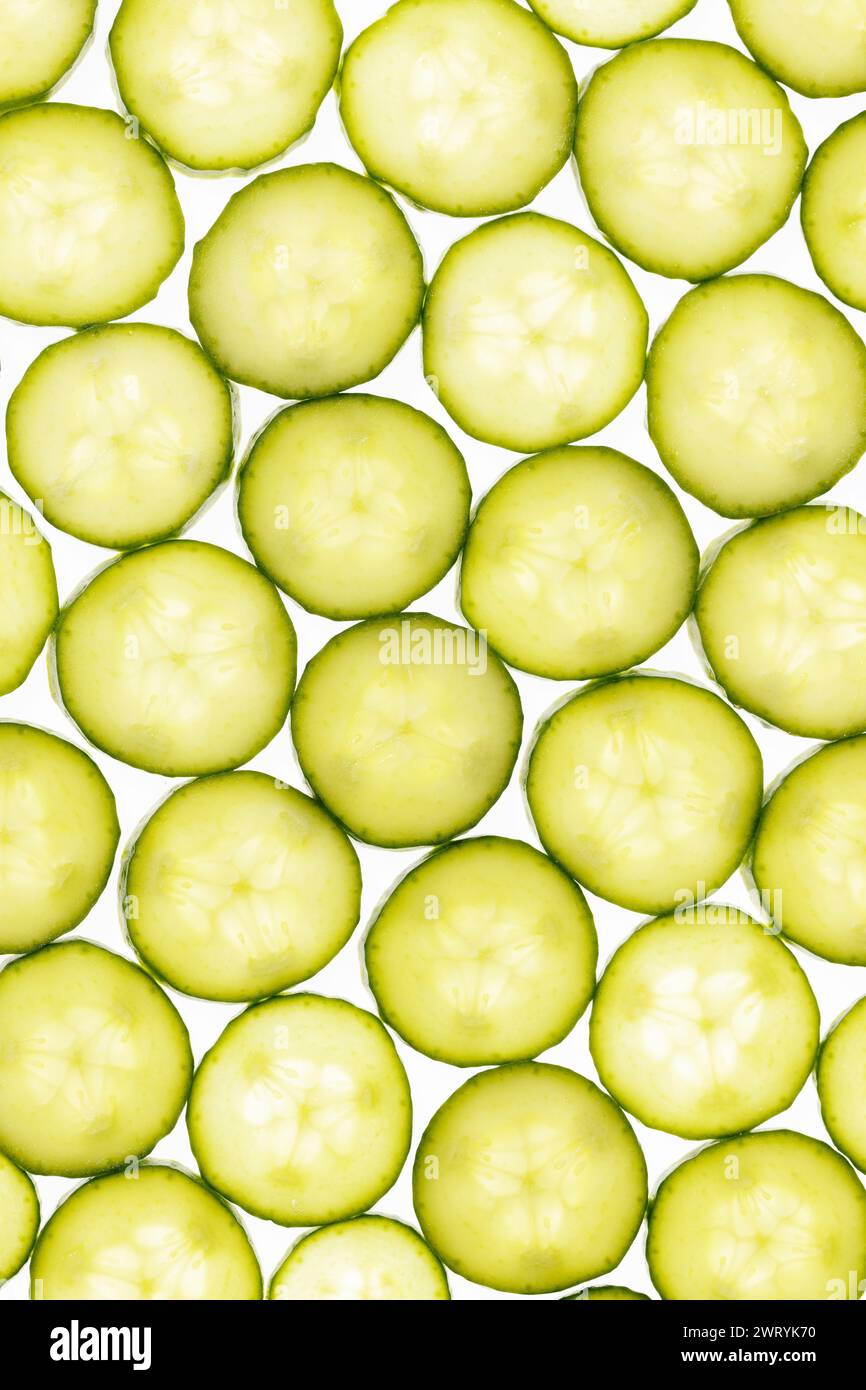 full of transparent slice cucumbers Stock Photo