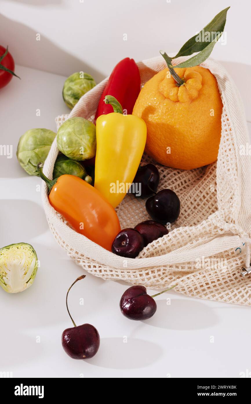 fresh salad vegetables and fruit ingredients Stock Photo