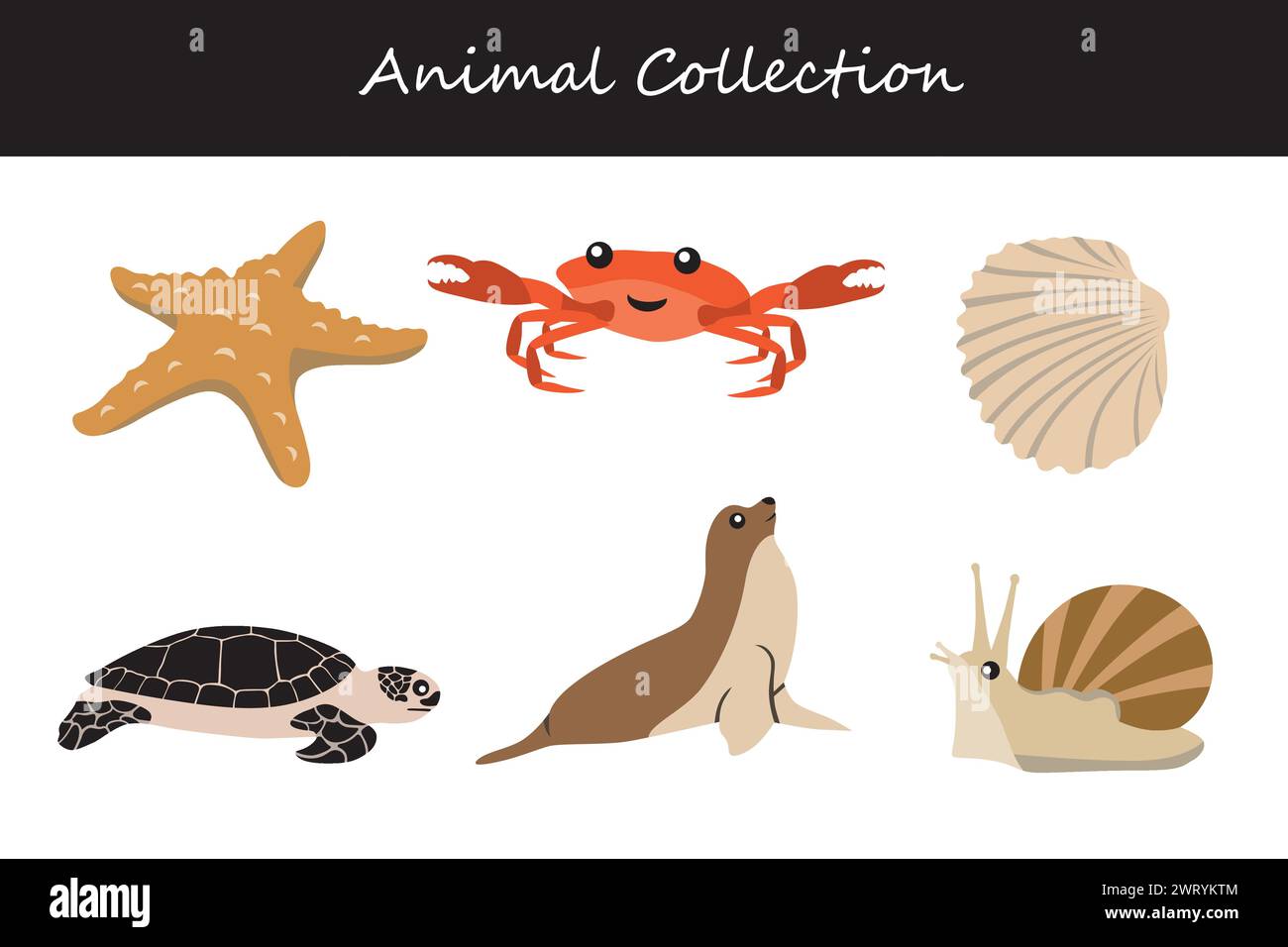 Animals collection isolated on white background. Flat style vector ...