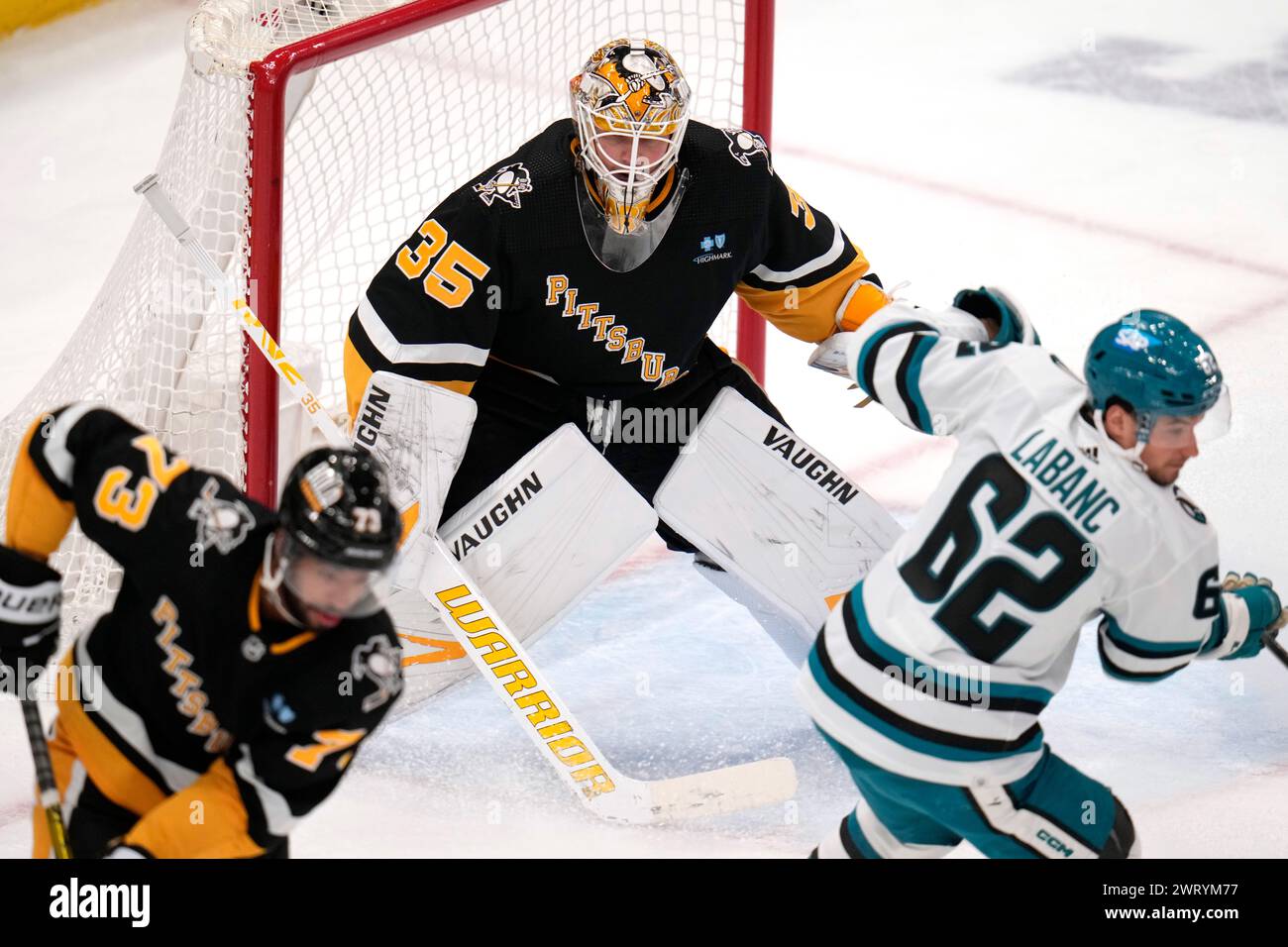 Pittsburgh Penguins Goaltender Tristan Jarry (35) Guards His Net During ...