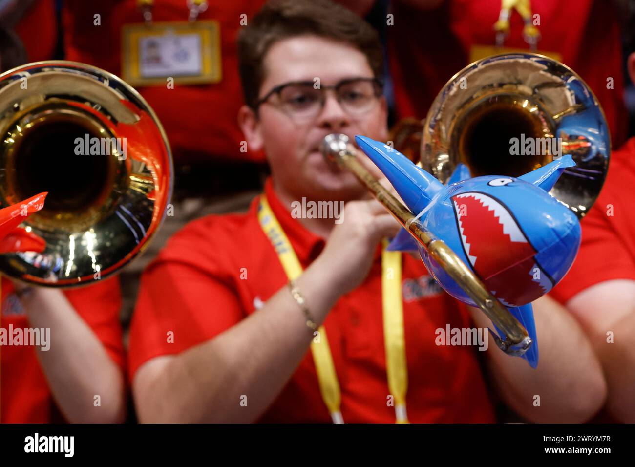 NASHVILLE, TN - MARCH 14: An Mississippi Rebels band member plays while ...