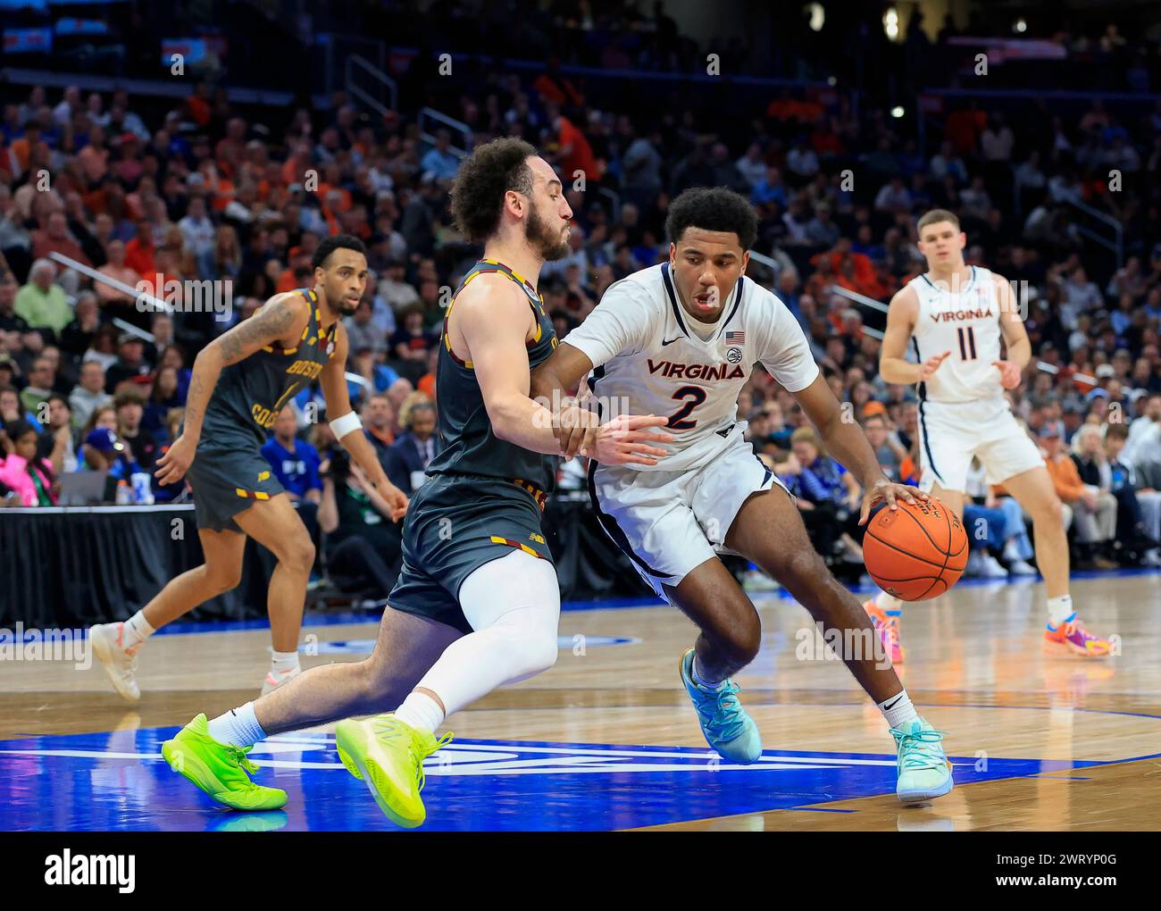 March 14, 2024: Virginia Cavaliers Guard (2) Reece Beekman drives on ...