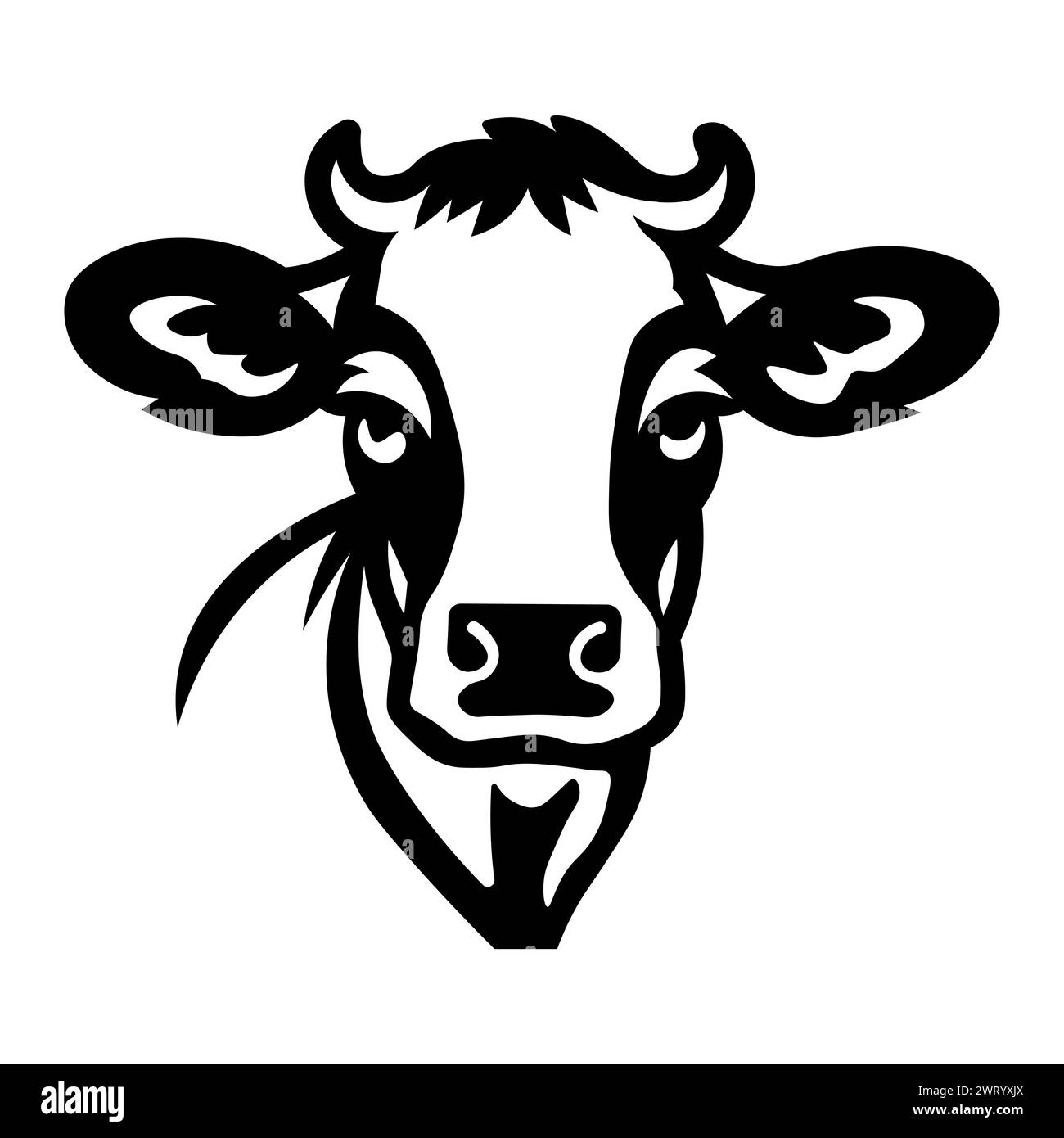 black vector cow icon on white background Stock Vector