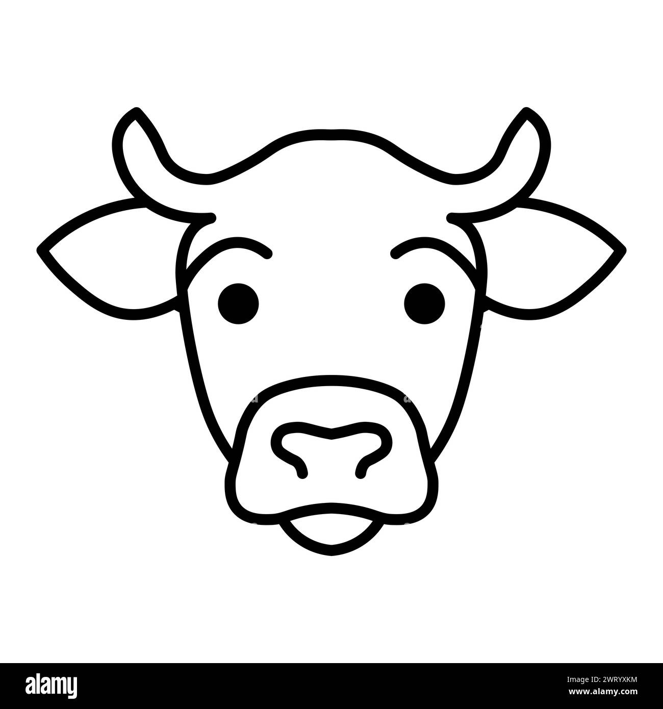 black vector cow icon on white background Stock Vector