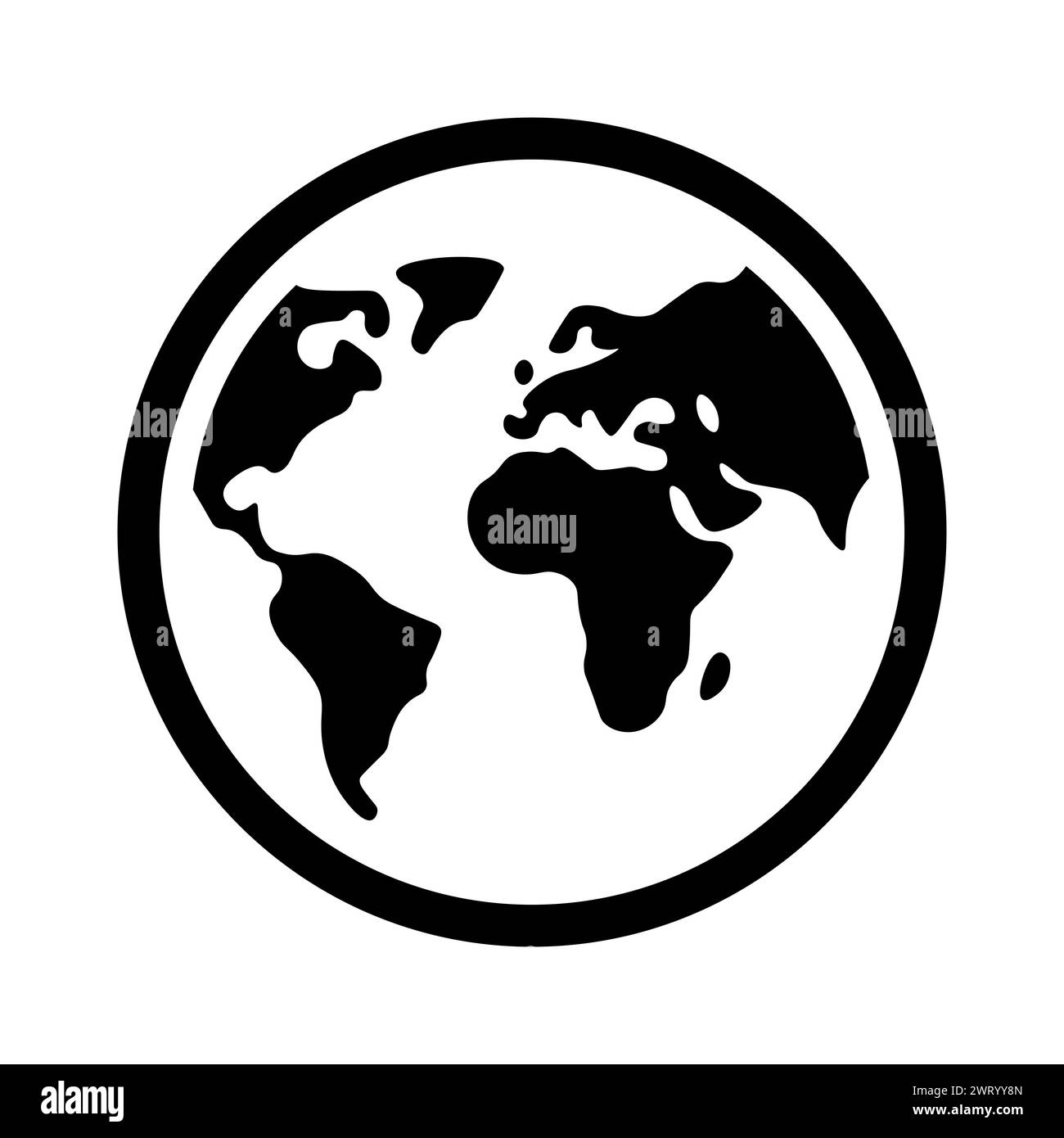 black vector earth icon on white background Stock Vector Image & Art ...