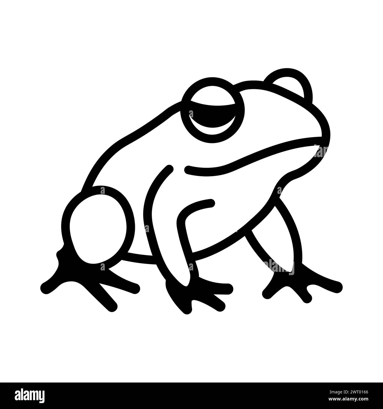 black vector frog icon on white background Stock Vector