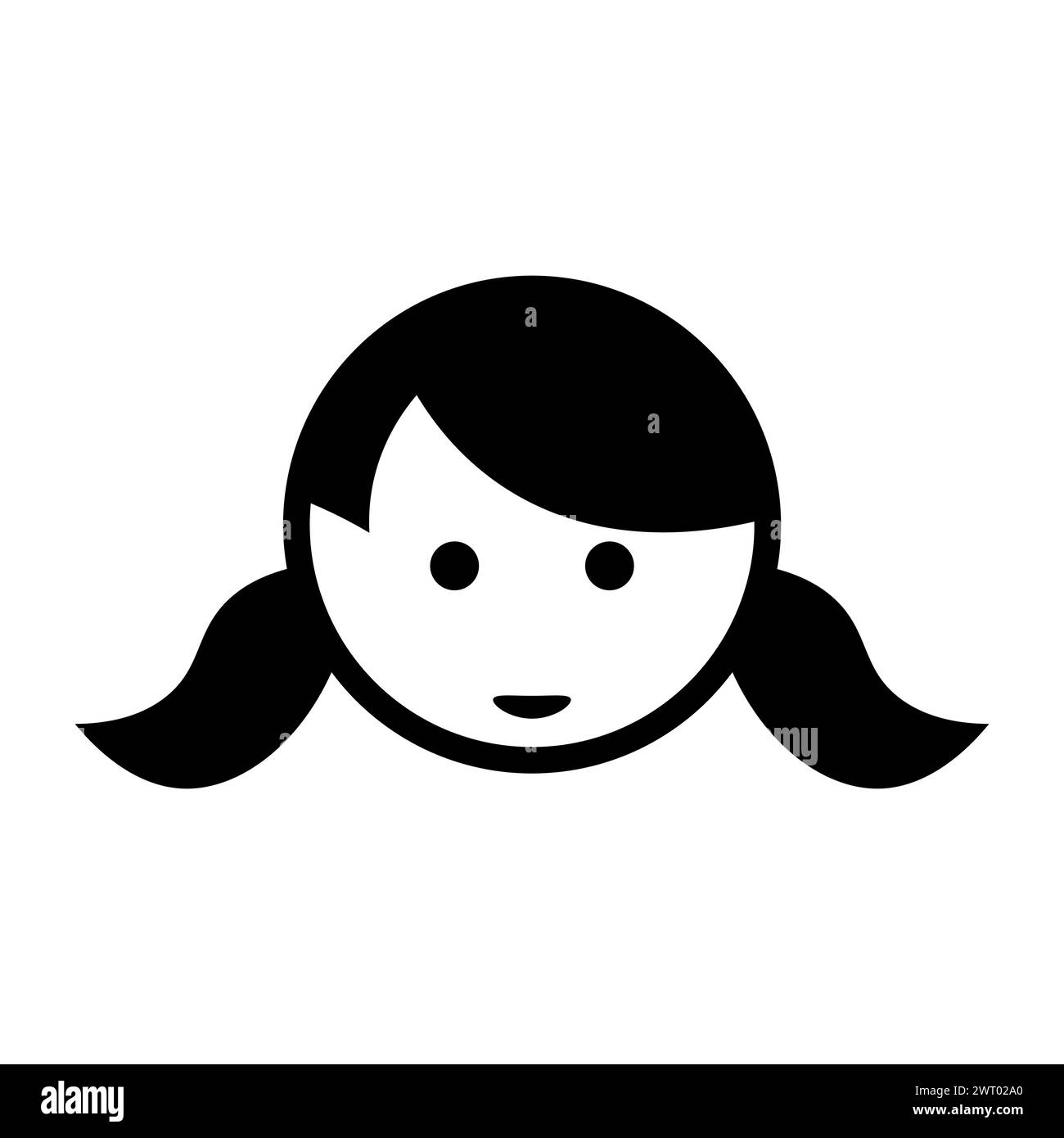 black vector girl icon on white background Stock Vector Image & Art - Alamy