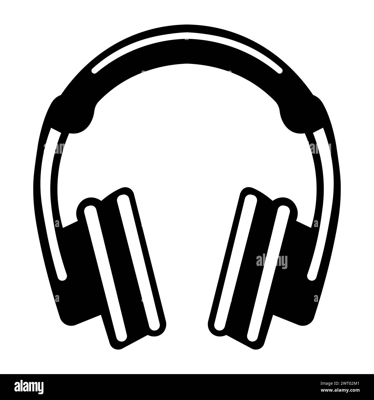 black vector headphones icon on white background Stock Vector Image ...